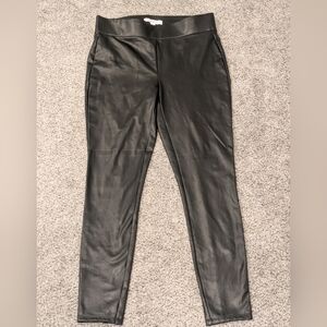 LOFT Women’s Black Faux Vegan Leather Pants Pull On Skinny Stretch Size Small
